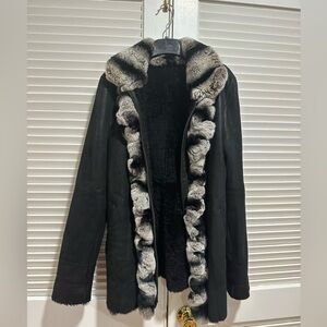 New shiny real leather coat